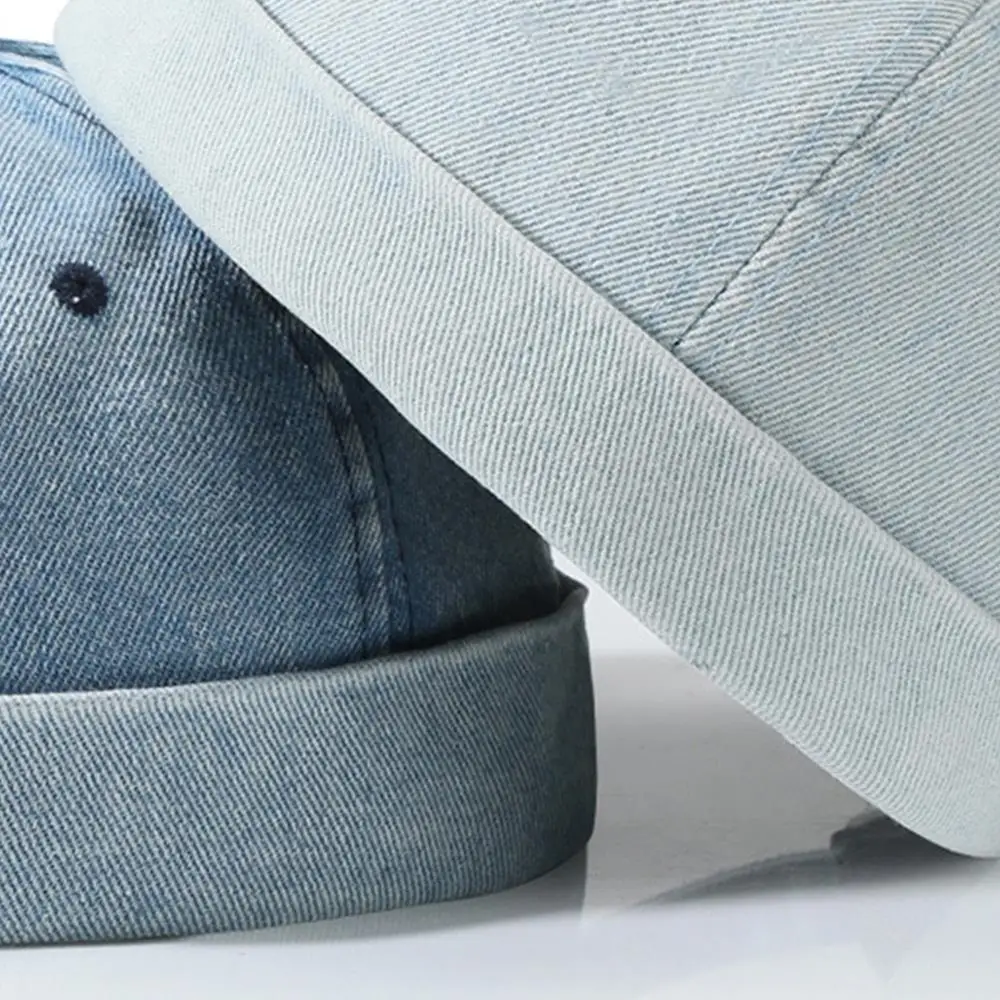 Fashion Denim Docker Cap Brimless Hat Solid Skullcap Solid Color Sailor Cap Beanie Hats Men Women Bucket Cap Adjustable Dad Hat