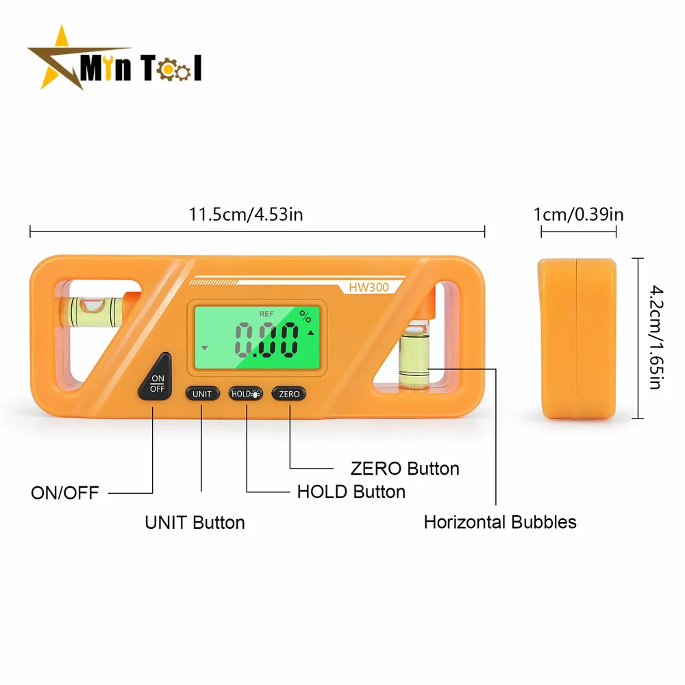 HW-300 90 Degree Ruler Digital Display Inclinometer Level Meter Protractor Angle Meter Measuring Tool 3