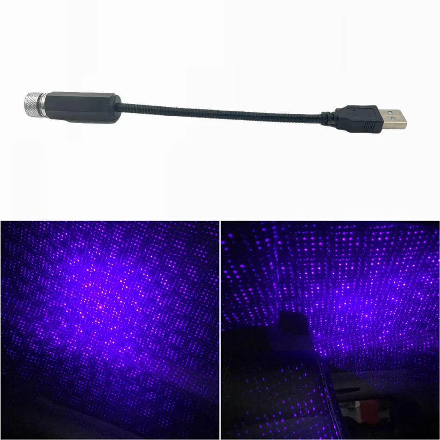 자동차 지붕 별 주변 조명, 로맨틱 USB 야간 분위기 램프, 홈 인테리어 장식, 미니 천장 프로젝터, 갤럭시 조절 가능