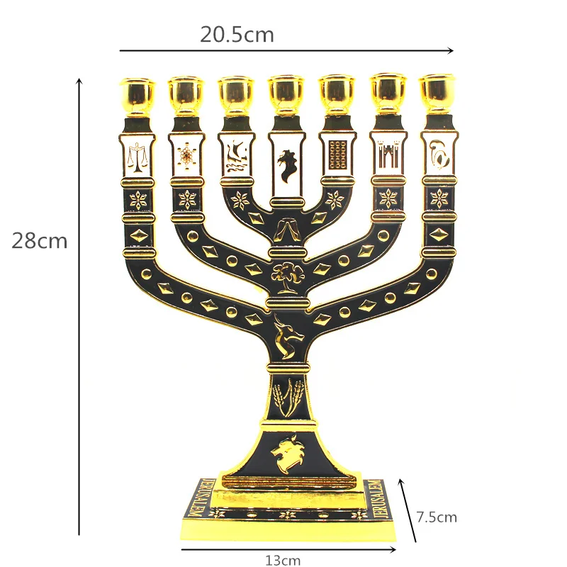 Menorah Candle Holder Jewish 12 Tribes Home Decoration Jerusalem Temple Religious Israel Candelabra Judaica 7 Branch