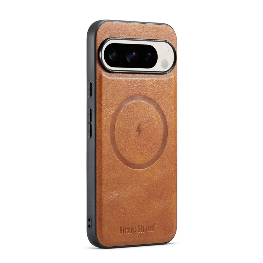 Magnetic Leather Wallet Phone Stand Case with Wireless Charging Compatibility