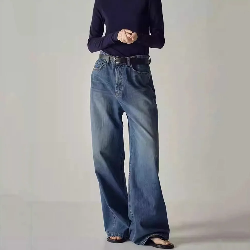 

Ladies Loose Casual R0* Jeans 2024 Spring, Fall And Winter New Female Black High-Waisted Thin And High Wide-Leg Pants Long Pants