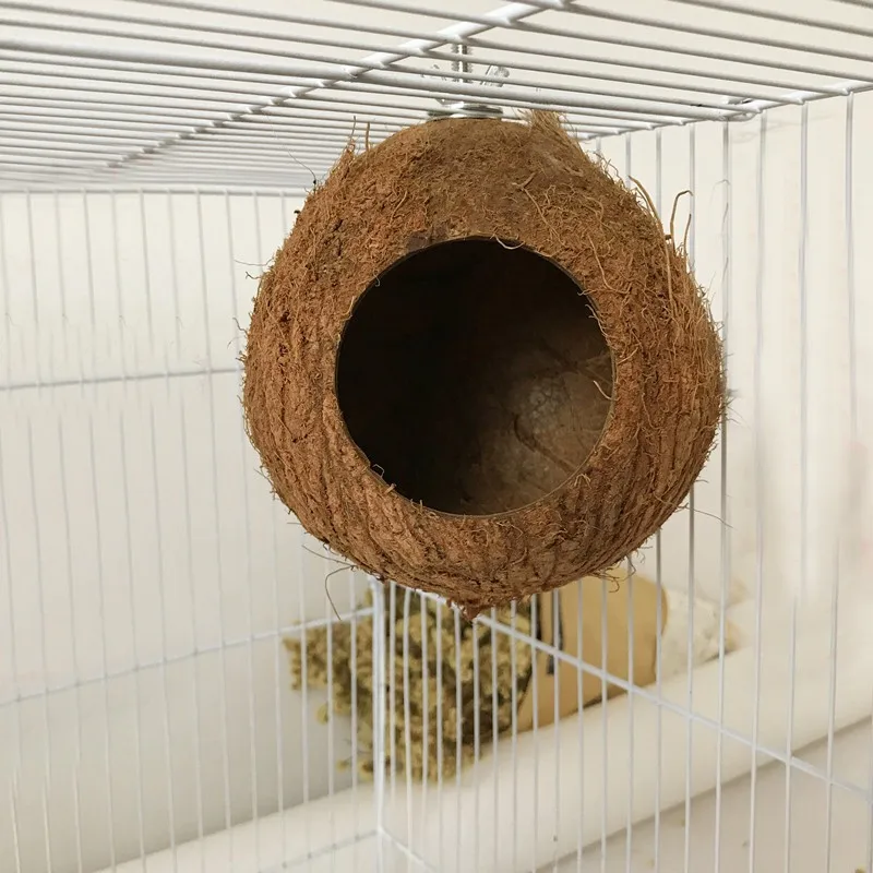 Coconut Shell Pet Squirrel Toy Hamster Squirrel Breeding Nest Crafts Bird House Pendant for Yard Garden bird house