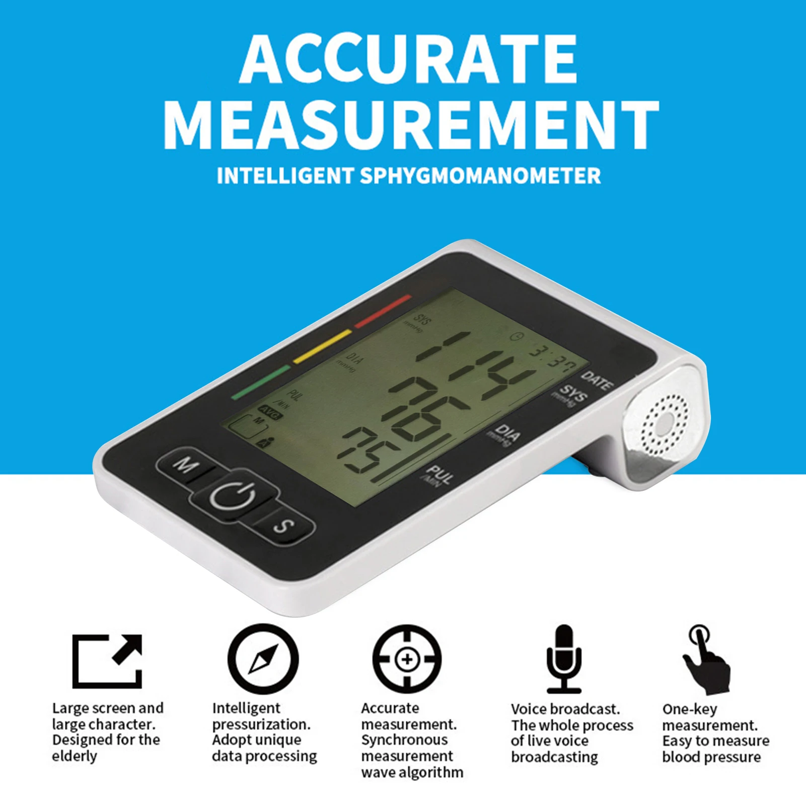 Intelligent Electronic Sphymomanometer Home Use Digital LCD Arm Type Blood-Pressure Measuring Meter Accurate Measurement blood pressure monitor blood pressure meter