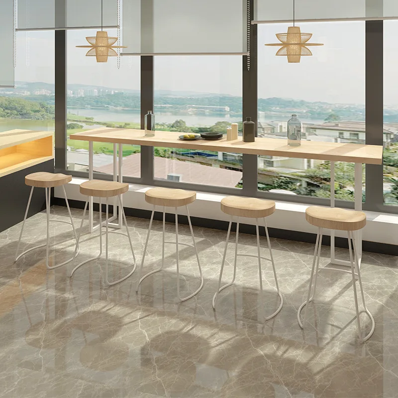 

C0302 solid wood bar table home balcony wall long strip narrow table commercial bar table high table log table and chairs