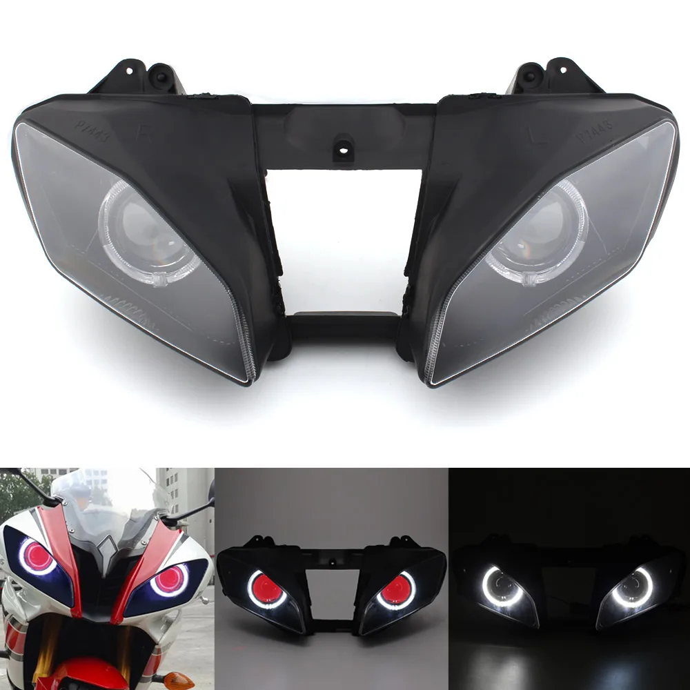 

Передняя фара мотоцикла на заказ, полностью собранная фара, глаза ангела, глаза дьявола, дневные ходовые огни для Yamaha YZF R6 2006 2007