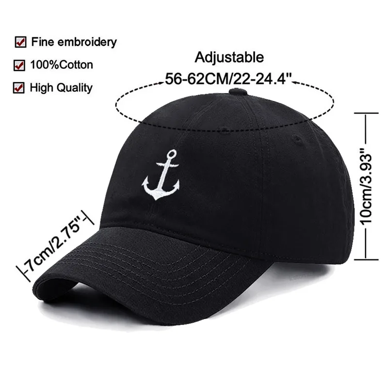 Men's Baseball Cap Women's Soft Washed Cotton Anchor Embroidery Dad Hat Sport Golf Caps For Man Sun Hats Dropshipping 6