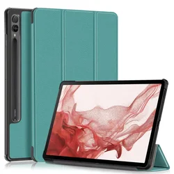 Trifold Magnetic Leather Stand Smart Cover - Premium Hard Protective Case - S9 FE (10.9 inch) (Dark green)
