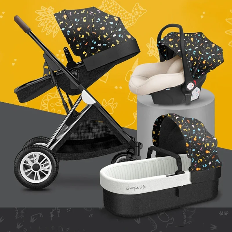 Baby Stroller 3 In1 Travel Folding Car Seat Pram
