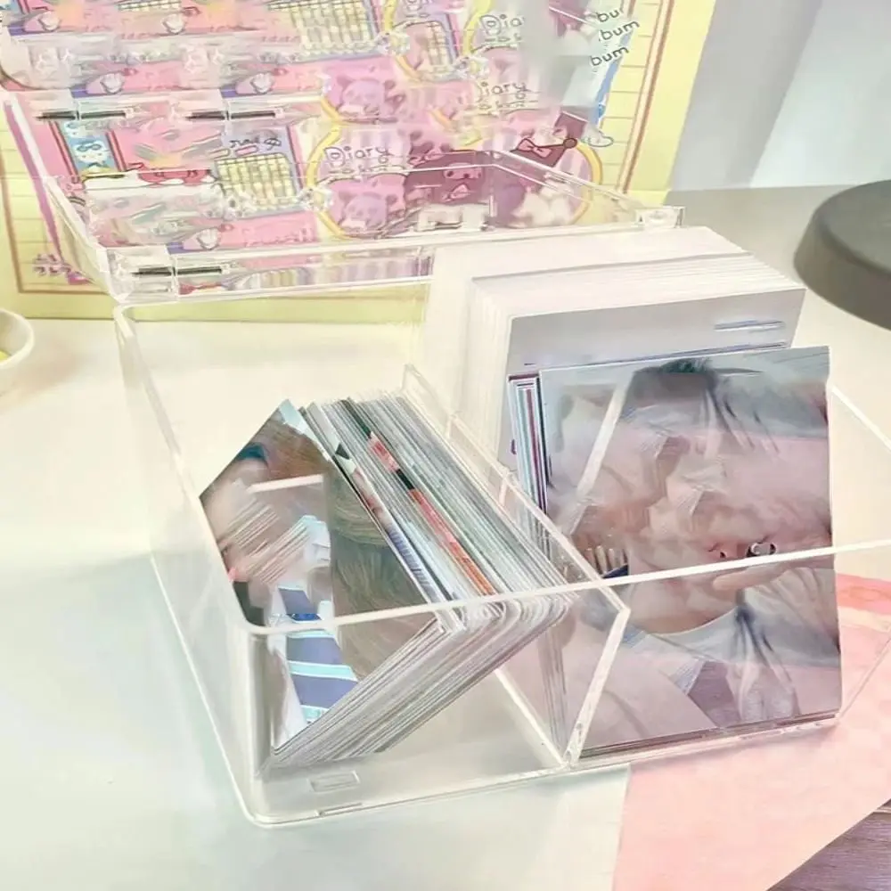 Photo Card Holder Plastic Storage Box Desk Organizer For Kpop Photocard Collection Transparent Acrylic Photocard Storage Box