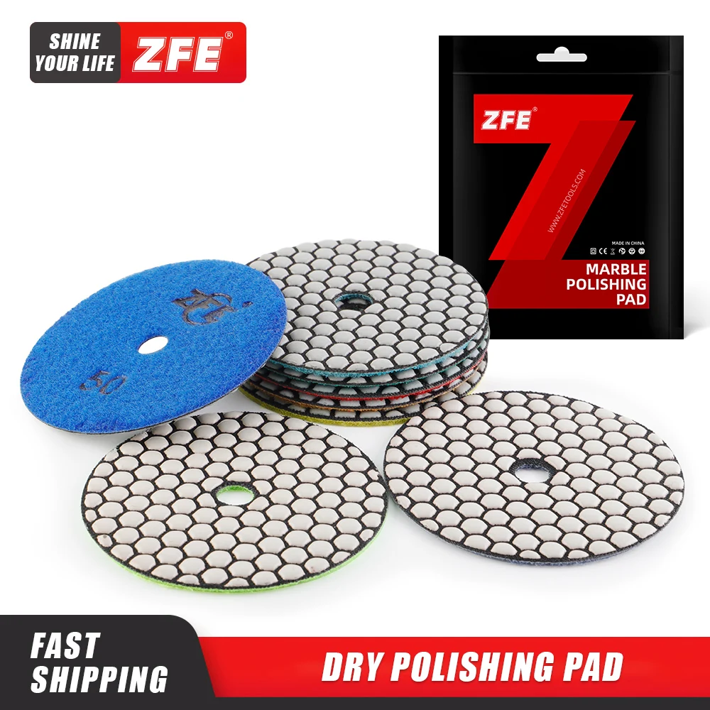 

(Single Sale) ZFE 4Inch/5Inch Diamond Polishing Pads Wet/Dry Granite Stone Concrete Dry Polishing Pads For Dry Polisher