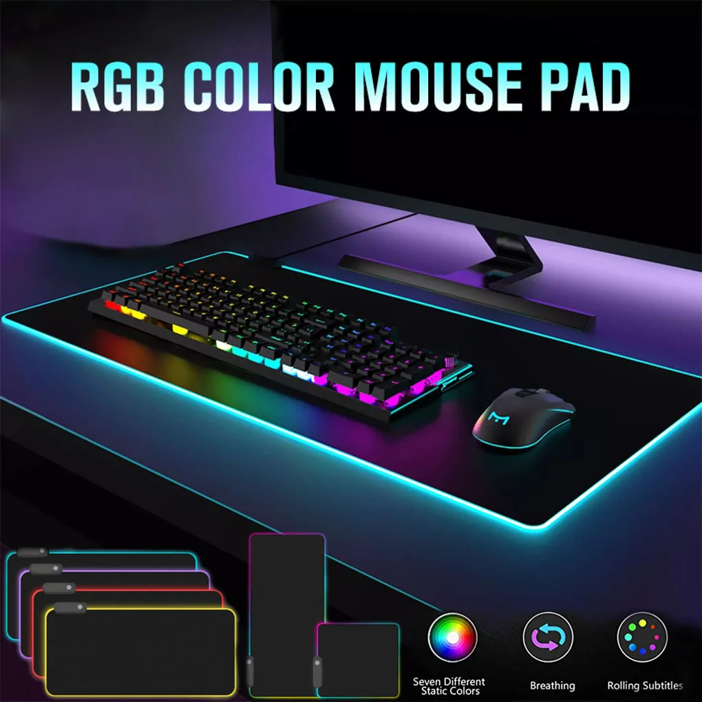 

Mouse Pad LED RGB Light 8 Lighting Modes Glowing Mat Non-slip Rubber Bottom Cloth Keyboard Pad