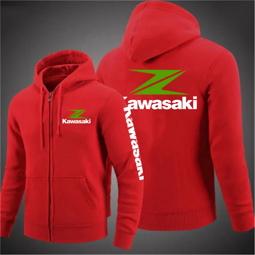Kawasaki ロゴ入りフード付きジャケット Kawasaki Z logo men's new sports hooded sweatshirt zipper