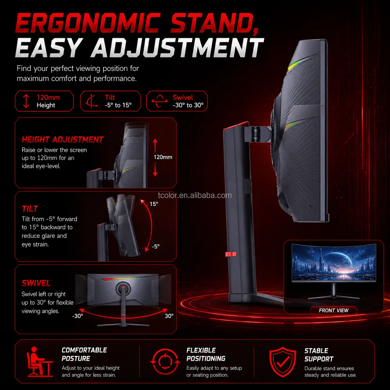 4K 34인치 커브드 모니터 165Hz PC 화면 4K LED 울트라와이드 모니터 풀 게이밍 PC 모니터 휴대용 노트북 디스플레이