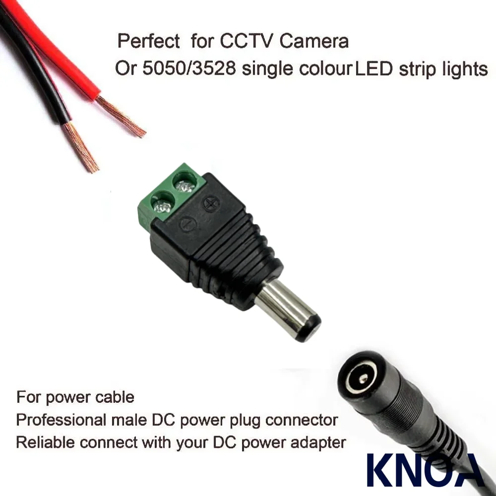 5.5 MM x 2.1 MM DC Maschio a Maschio Spina di Alimentazione Connettore 5.5mm x 2.1mm DC Femmina a Femmina Adattatore Jack Per CCTV  13