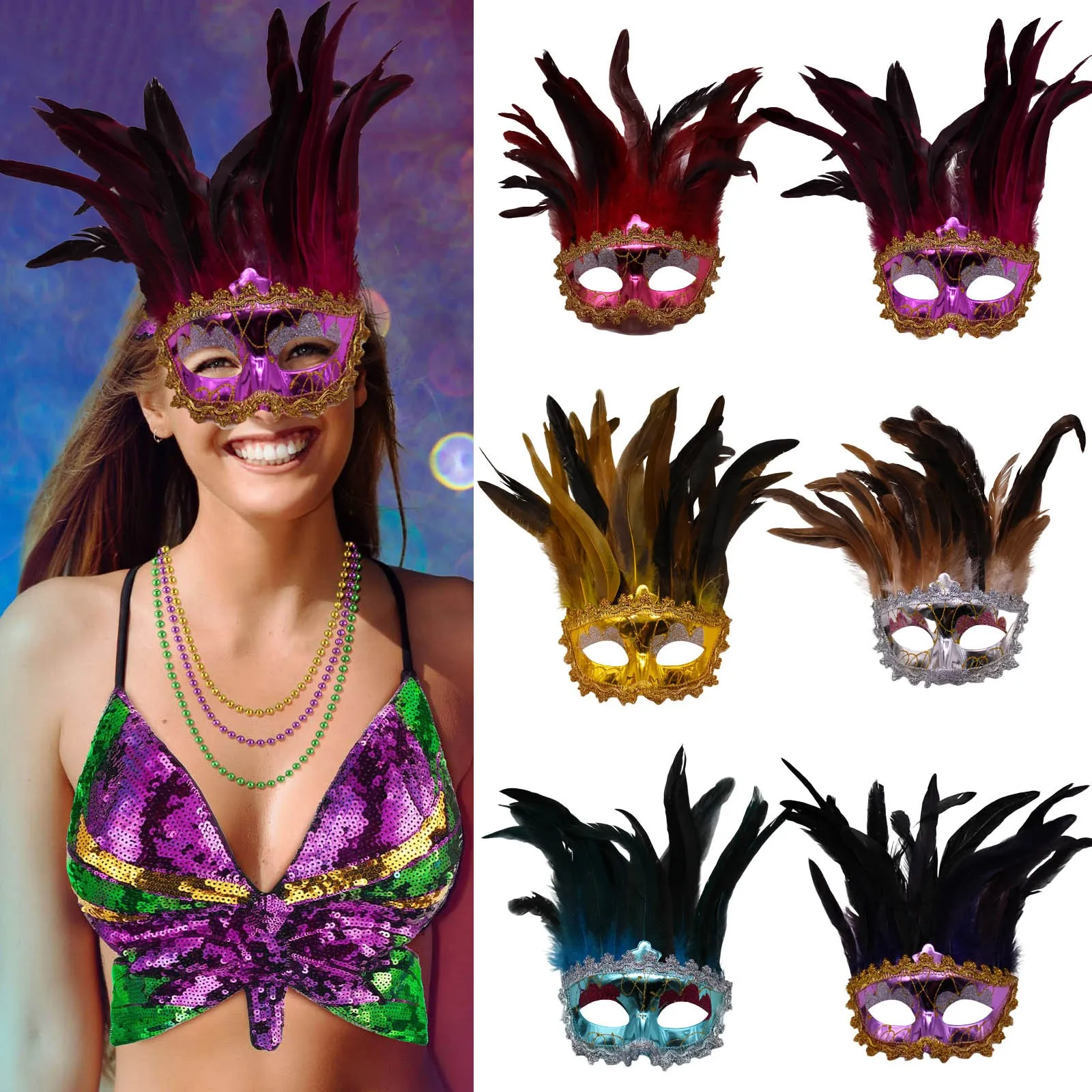 

Carnival Carnival Faux Feather Masquerade Party New Novelty Suitable For Boys And Girls Costumes Party Gifts