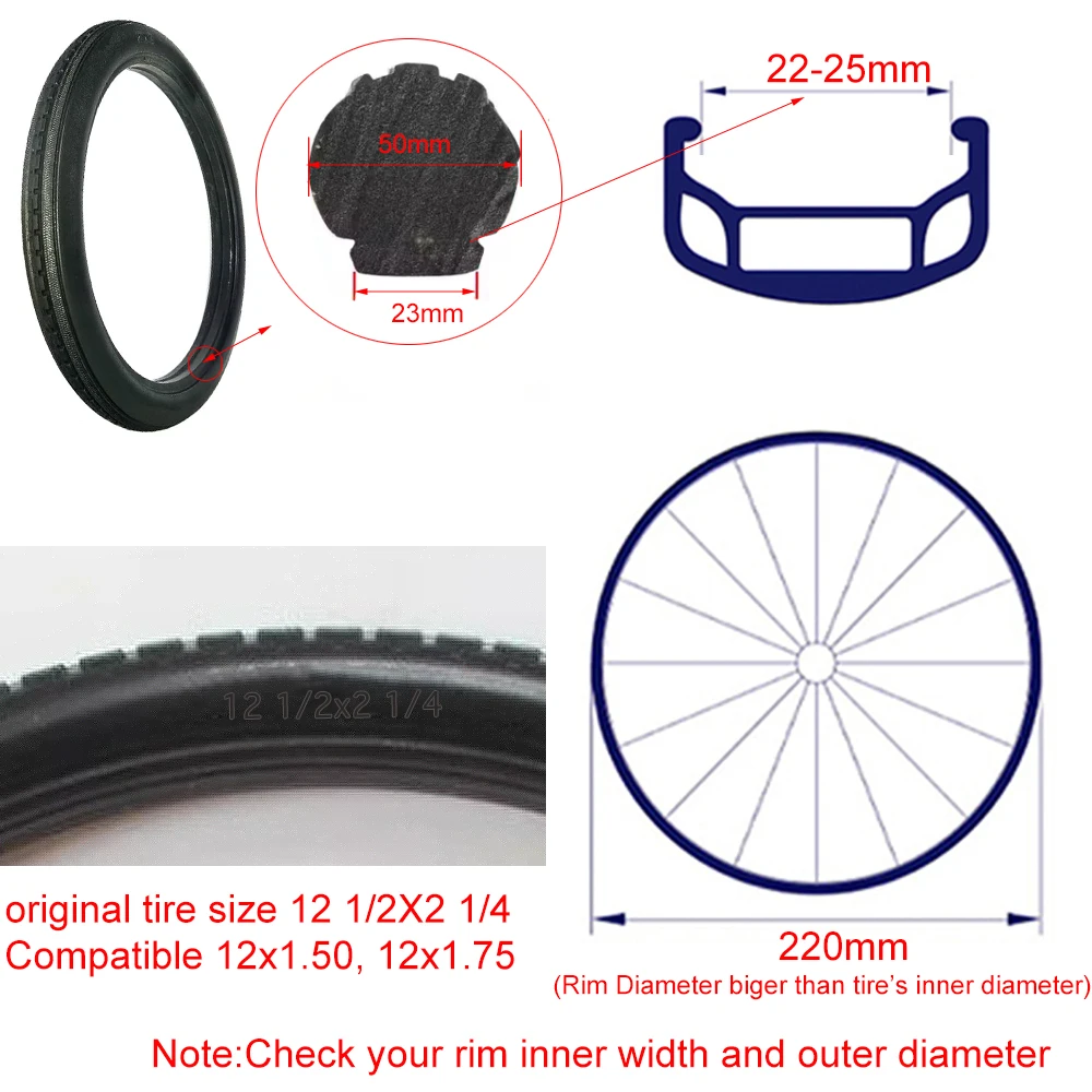 頑丈な自転車タイヤ,12インチ,1/2x2,1/4インチ,12インチ,1/2x2,1/4用