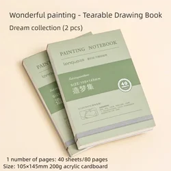 Premium 250gsm Tearable Drawing Notebook - Professional Thick Cardboard Watercolor Sketchbook 40 Sheets (2PCS B)