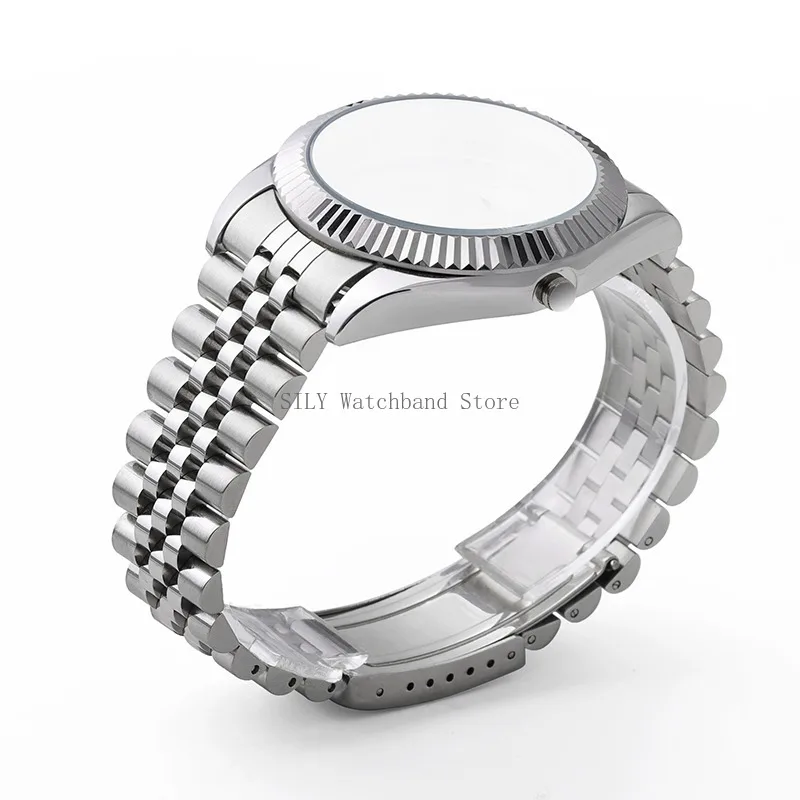 Solid Stainless Steel Curve End Watch Band - Sport Wristbelt Business Bracelet