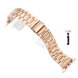 Premium Stainless Steel Metal Strap for Apple Watch - Adjustable and Stylish Wristband (Rose Gold)