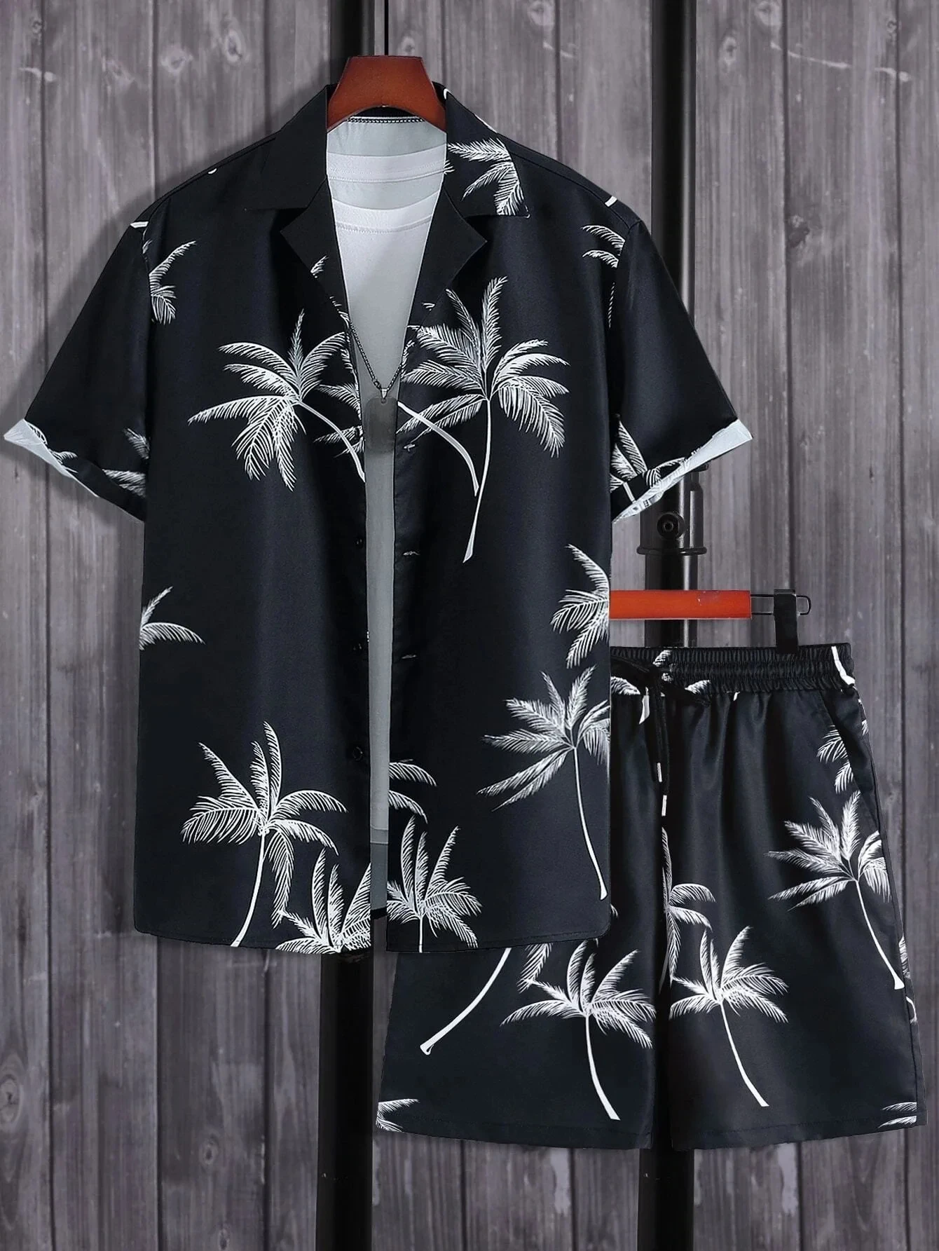 Men's Summer Streetwear Shirt Sets 3d Print Beach Coconut Tree Plaid Lapel Short Sleeve Casual Shirt Beach Shorts Hawaiian Suits 5