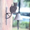 Rustic Cast Iron Cat Wall Hand Cranking Bell Double-sided Farm House Accents For Home Garden Office Bar Outdoor Decoration 2
