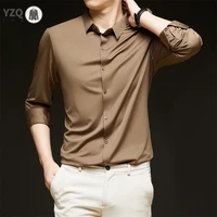 Chemise à manches longues pour hommes, couleur unie, décontractée, résistante aux rides, confortable, polyvalente, toutes saisons, nouvelle collection 1