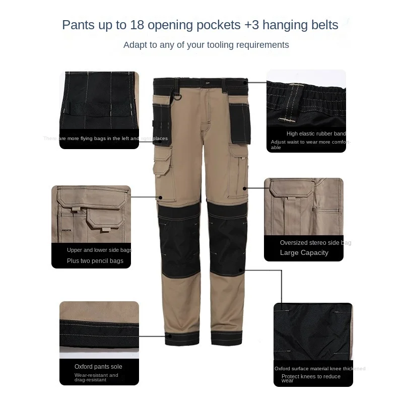 Cargo Pants Men Workwear Multi-Pocket Outdoor Hiking Joggers Pants Work Trousers Men Wear resistant multi pocket Knee Pads mens work pants