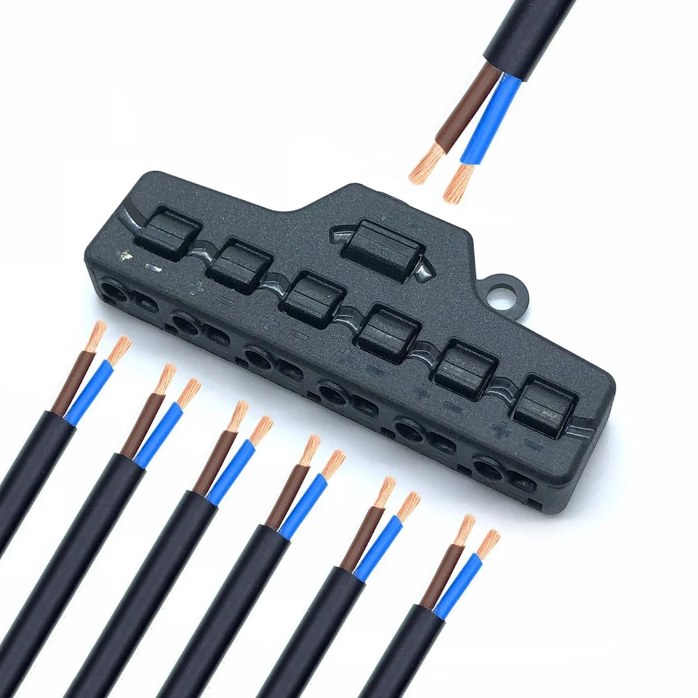 Description Picture 3 of item6 Ports Out Line Splitter Quick Connect Low Voltage Wire Splitter Distribution Block For Lighting Led Strip Connection Terminal