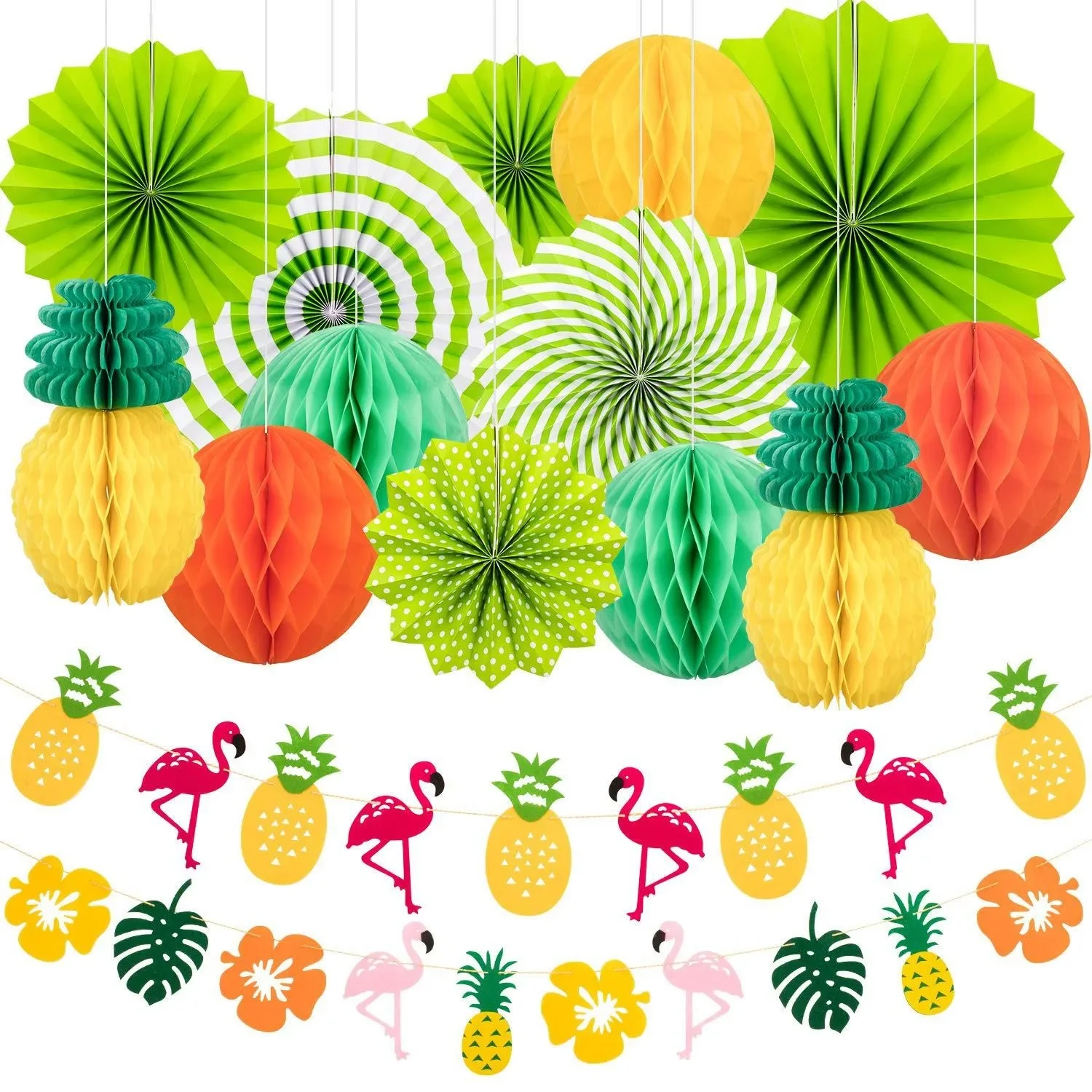 

Hawaii Theme Party Decor Set Pineapple Honeycomb Ball Decor Summer Beach Birthday Party Lets Flamingo Turtle Leaf Banner