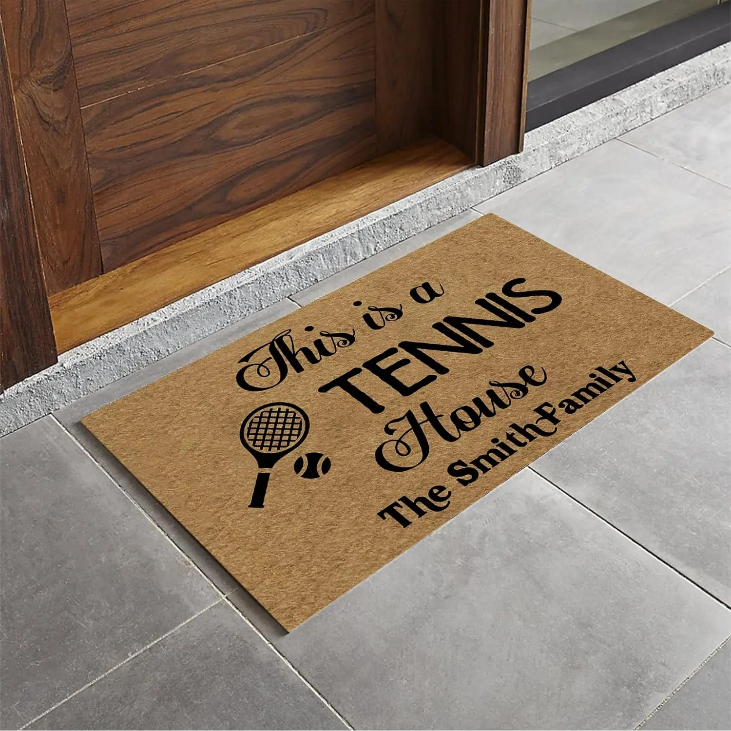 

Doormat Rubber This is A Tennis House Custom Door Mat Outdoor Entrance Foot Mat Indoor Rugs Tennis Lover Welcome Mat