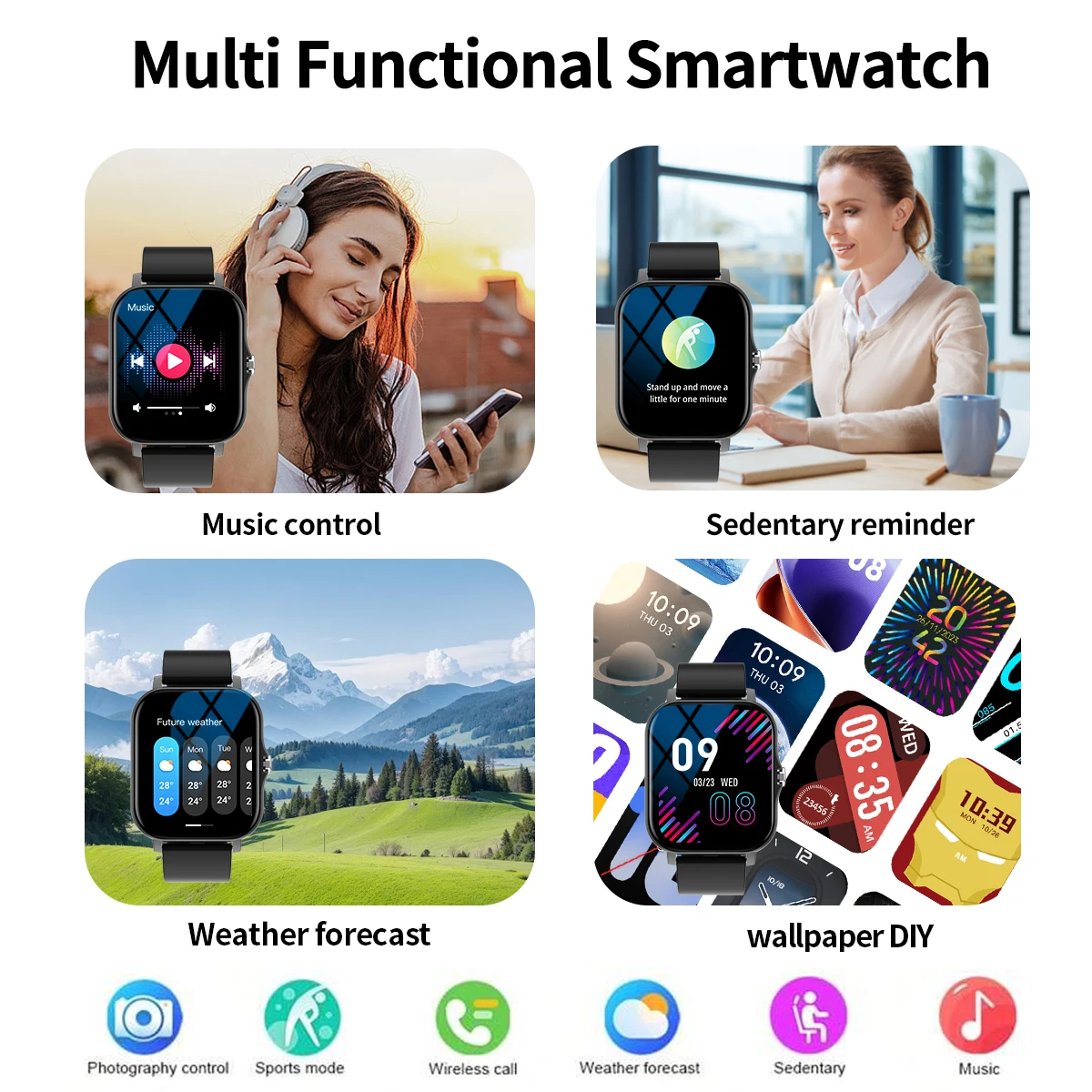 Hot Smart watch, multi-function sports smart watch, wireless call/wireless music, multiple APP message reminders: 3 - 5 Days Free Delivery Only UK