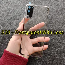 Premium Clear Glass Back Cover with Camera Lens Replacement - Enhanced Durability and Style (S20 - Transparent Lens)