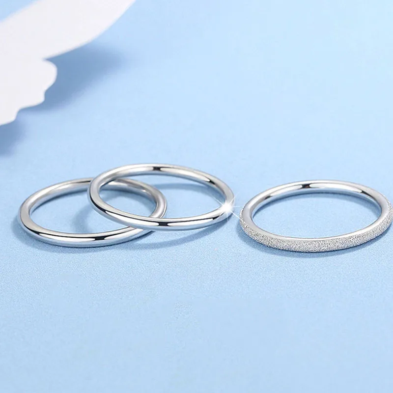 

1PCS Real Pure Platinum 950 Ring Women Thin Band Circle Polish Surface Lover Gift Pt950 Ring US Ring Size 4-10