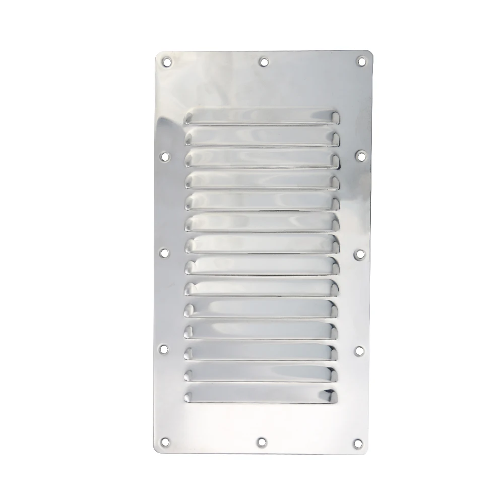 L228.6xW127MM Boat Stainless Steel Vent Cover Marine Louvered Ventilation 14 Ventilation Holes