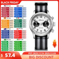 ADDIESDIVE New 39mm Men's Quartz Chronograph Watch Waterproof Sapphire Glass Nylon Strap Super Luminous Wristwatch Men Watches