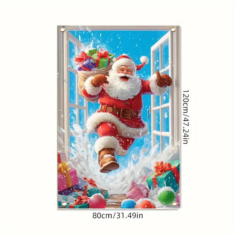 Merry Christmas Door Banner Large Santa Claus Christmas Door Cover Backdrop Christmas Party Supplies Decoration 2026