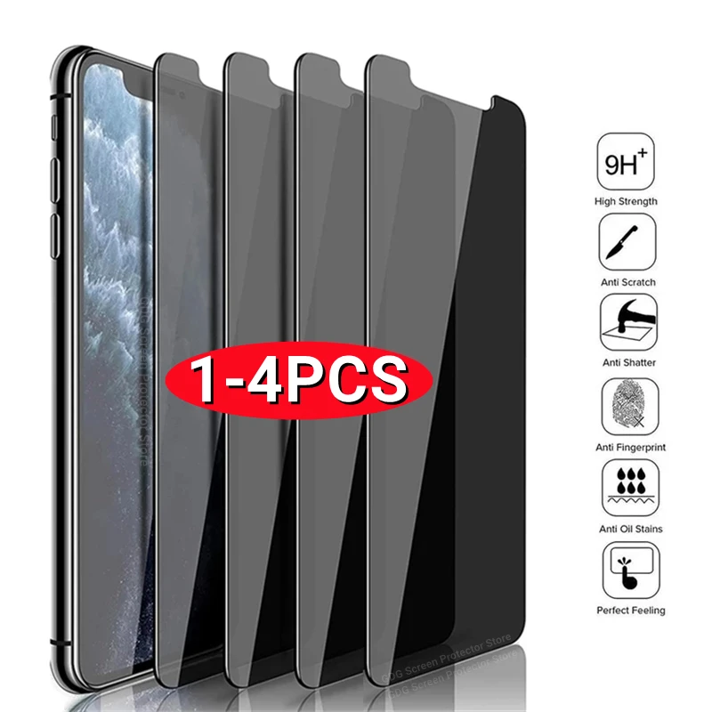1-4Pcs Anti-spy Glass for IPhone 11 12 Pro Max Mini XS XR X Privacy Screen Protectors for IPhone 13 Pro MAX 7 8 Plus Anti Glare