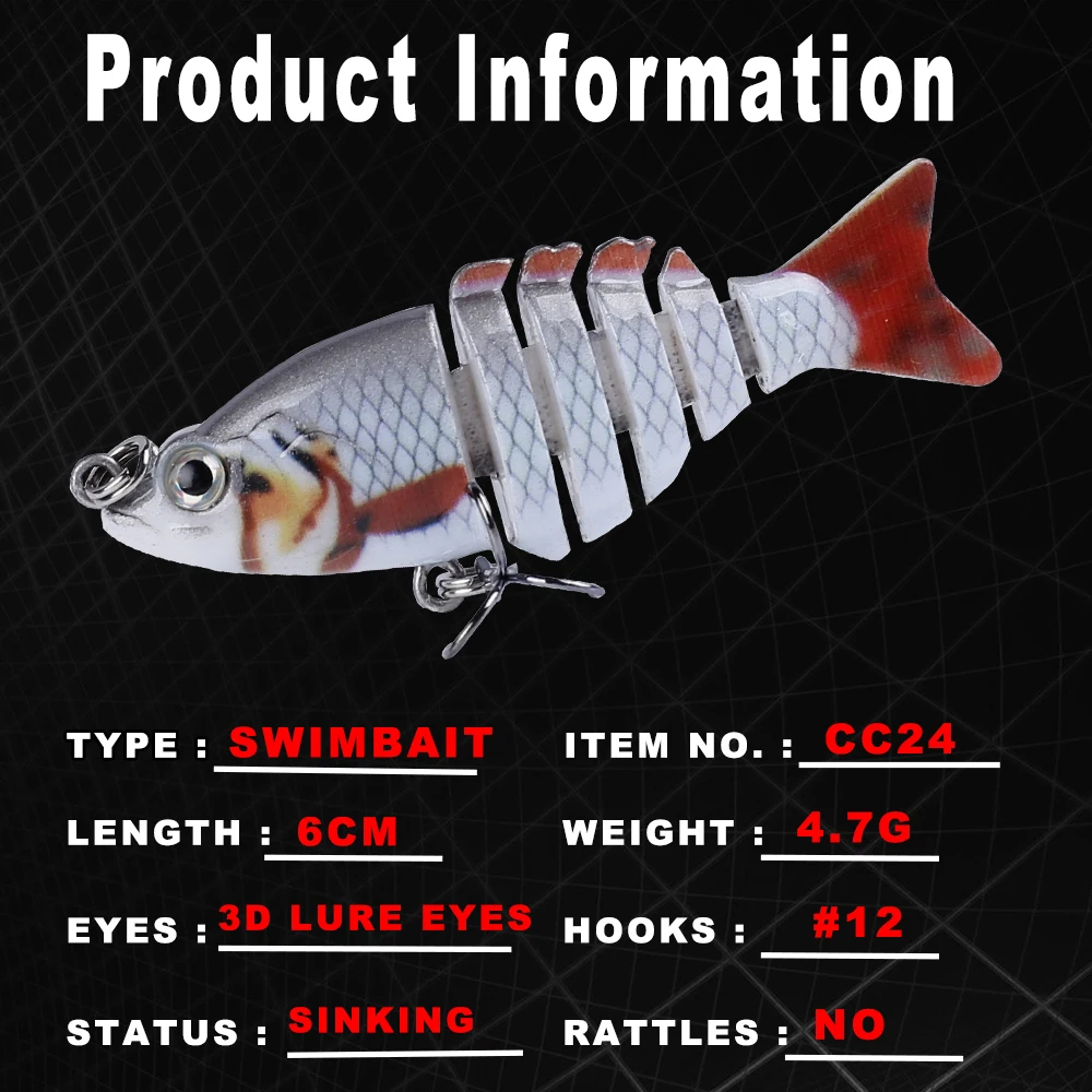AYWFISH 2 Sizes Bass Fishing Lures Lifelike Action 6 Segments Sinking  Artificial Bait Jointed Mini Swimbait Small Fish Wobbler - AliExpress