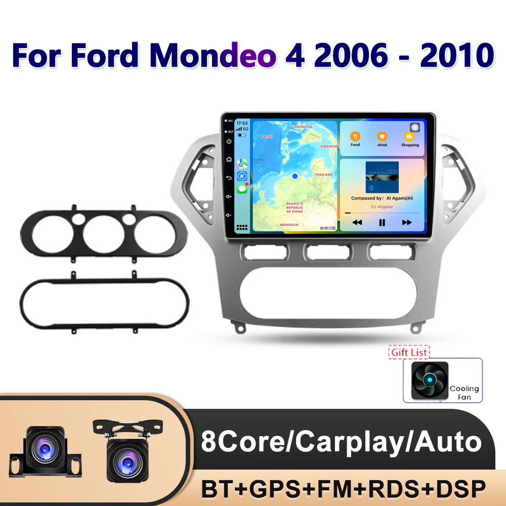 

PEERCE Android 11 Car RadioFor Ford Mondeo 4 2006 - 2010 Multimedia 2Din 4G WIFI GPS Navigation Carplay DVD Head Unit