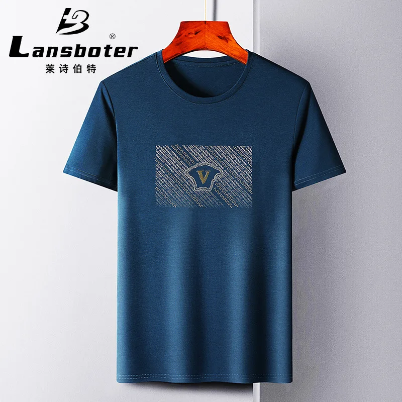 

Hot Diamond Men's Short-sleeved T-shirt Summer Youth Shirt Casual Non-ironing Mercerized Round Neck Half-sleeved T-shirt