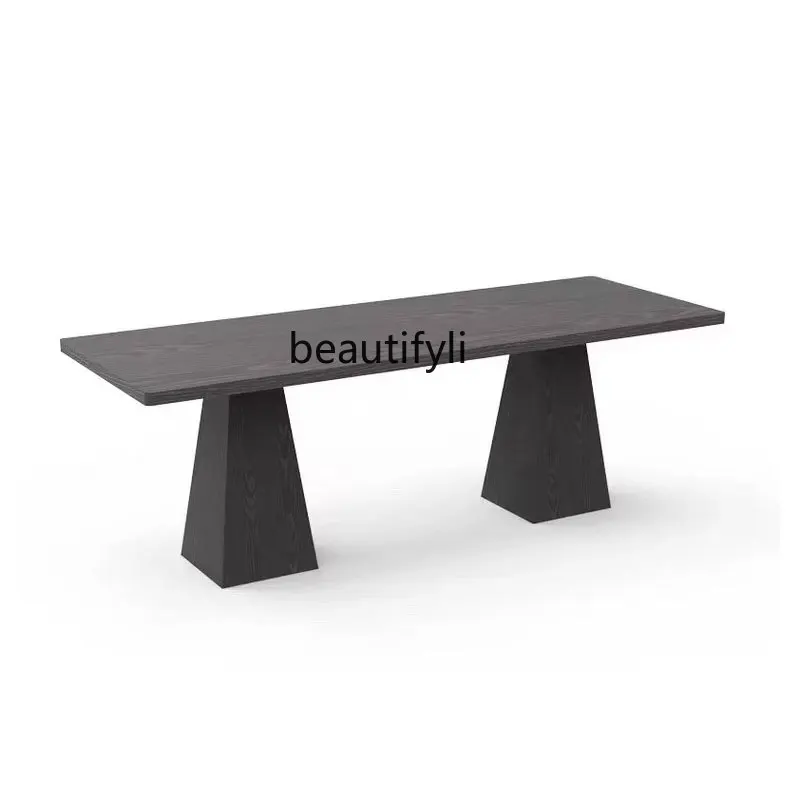 

Light Luxury Minimalist Solid Wood Dining Table Home Creative Designer Long Desk Log Large Board Table Workbench