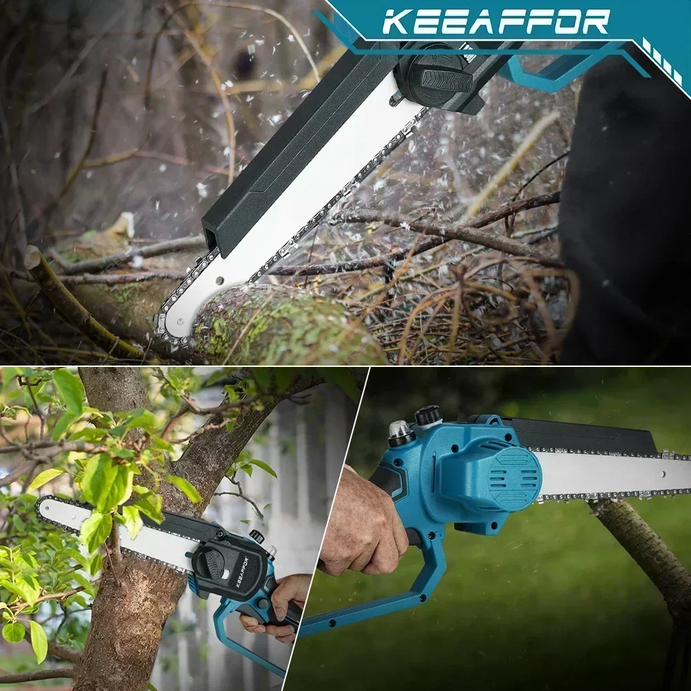 KEEAFFOR Brushless 8 Inch Electric Saw Automatic Oiler Chainsaw Garden Pruning Handheld Woodworking Tool for Makita 18V Battery 6