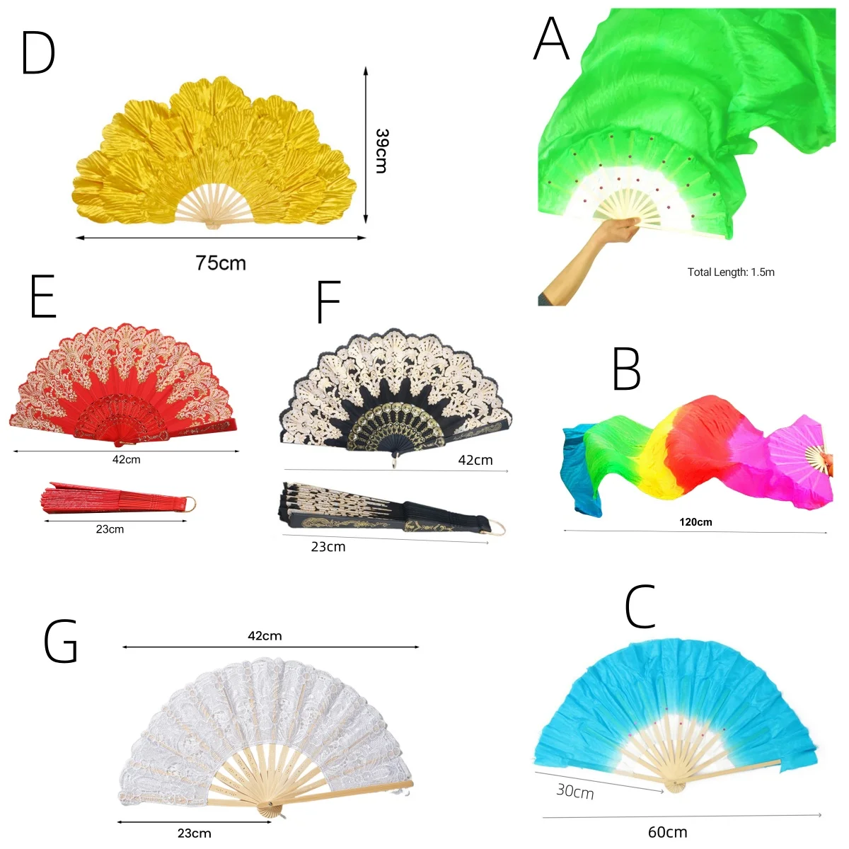 Peony Petal Square Dancing Fan Ms.Belly Dancing Fan Gradient Color Dancer Practice Long Imitation Dance Props Silk Fans folding fan,hand fan,silk fans