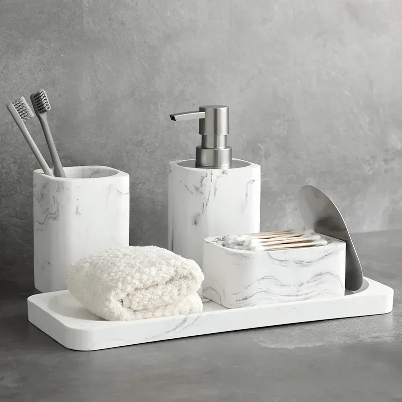 

Tumblertoothbrush Bathroom White Mouthwash Tray Dispenser Cup Accessories Cotton Set Marble And Soap Holder Jar Imitation