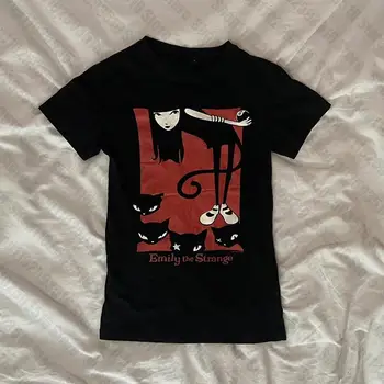 Y2K clothes 2000s aesthetic Harajuku Short Top women's T-shirts Fashion Goth star girl graphics Baby Tees E-girl EMO Crop Tops 1