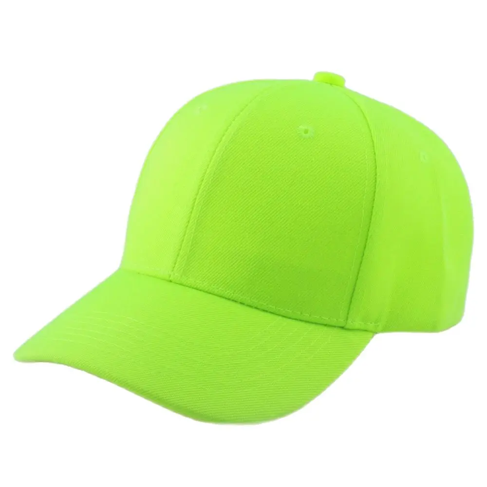 Bright Yellow Green Plain Twill Baseball Cap Blank Casual Hat for Women Men Lime Orange 6 Panel Cap Pre-Curved Visor 2