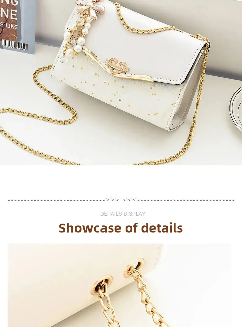 Fashionable Bright Leather Chain Crossbody Bag Women's Single Shoulder Small Square Bag Hot Sale of the Season New Style