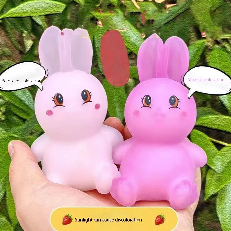 

New Illumination Changing Color Rabbit Pinching Release Decompression Toy Simulated Animal Healing Gift Children's Hand Pinching