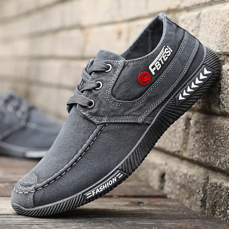 Men's spring summer casual cloth shoes canvas breathable denim old Beijing soft soled lace up driving and hiking sports shoes